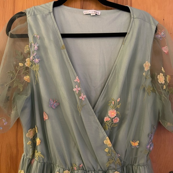 Baltic Born Green Embellished Ruched Sundress for Weddings - Picture 2 of 5